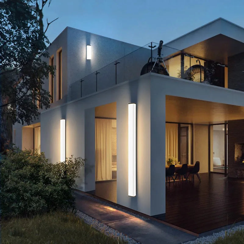 60cm tall outdoor wall light with stainless steel and PC construction, waterproof P65 rating