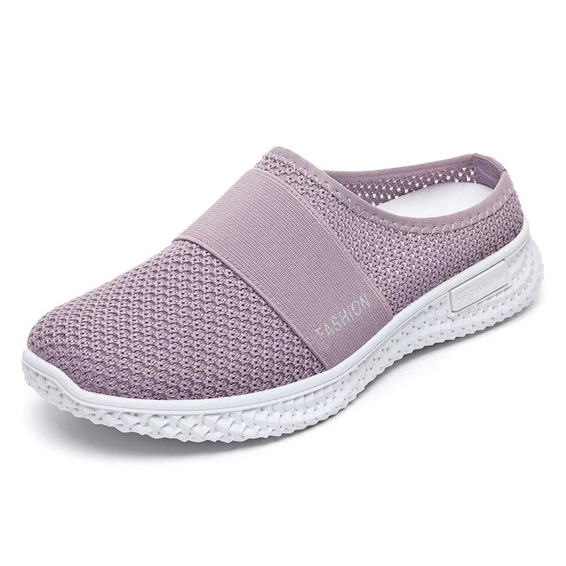 Women's flat heel casual shoes with mesh upper and hollow out design in multiple colours