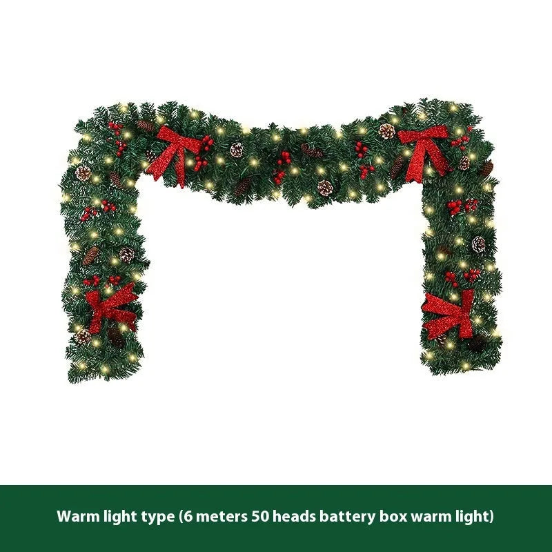 Christmas decorative rattan cane with pine cones and a red bow, available with or without integrated LED lights