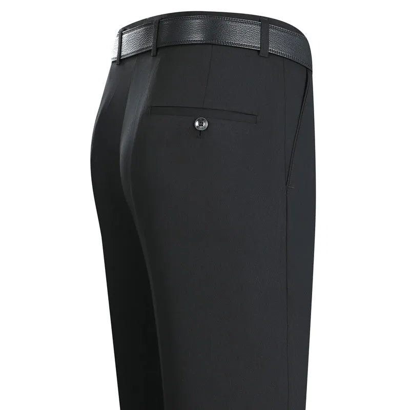 Men's mulberry silk blend business trousers in straight cut with high waist