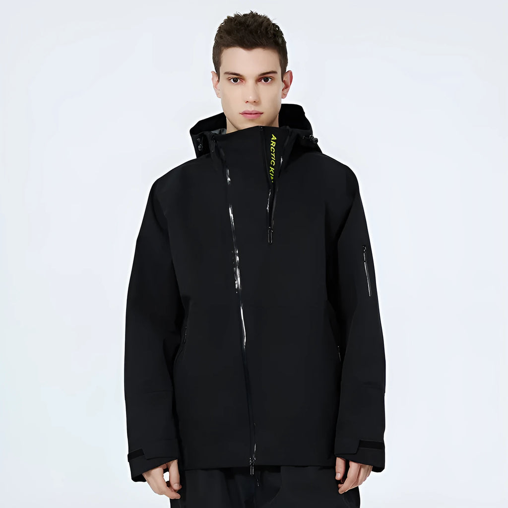 Unisex ski suit in windproof waterproof veneer fabric with double plate construction