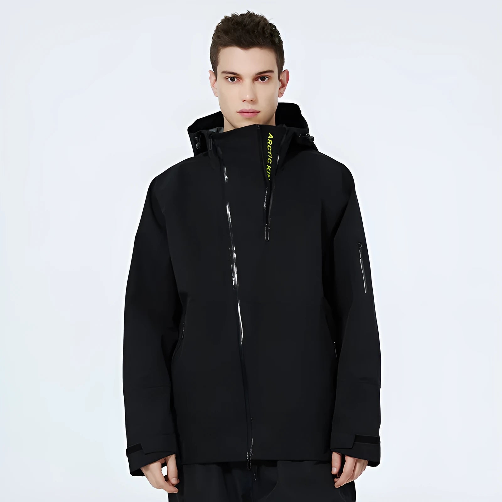 Unisex ski suit in windproof waterproof veneer fabric with double plate construction