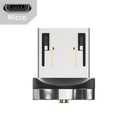 Essager black magnetic USB cable with rotating head and blue LED light, shown connecting to a phone.