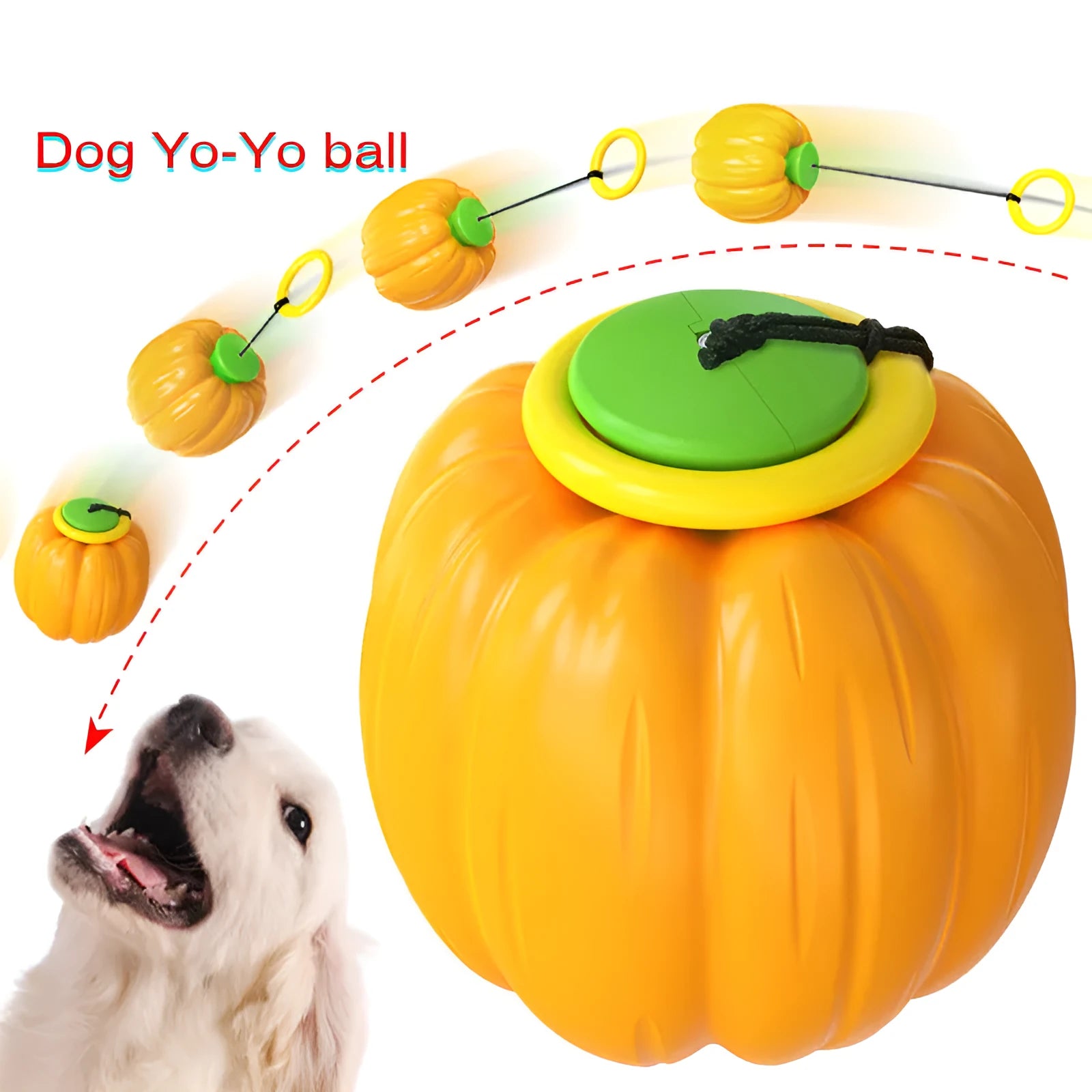 Plastic pumpkin-shaped squeaker dog ball for small dogs, 69mm diameter