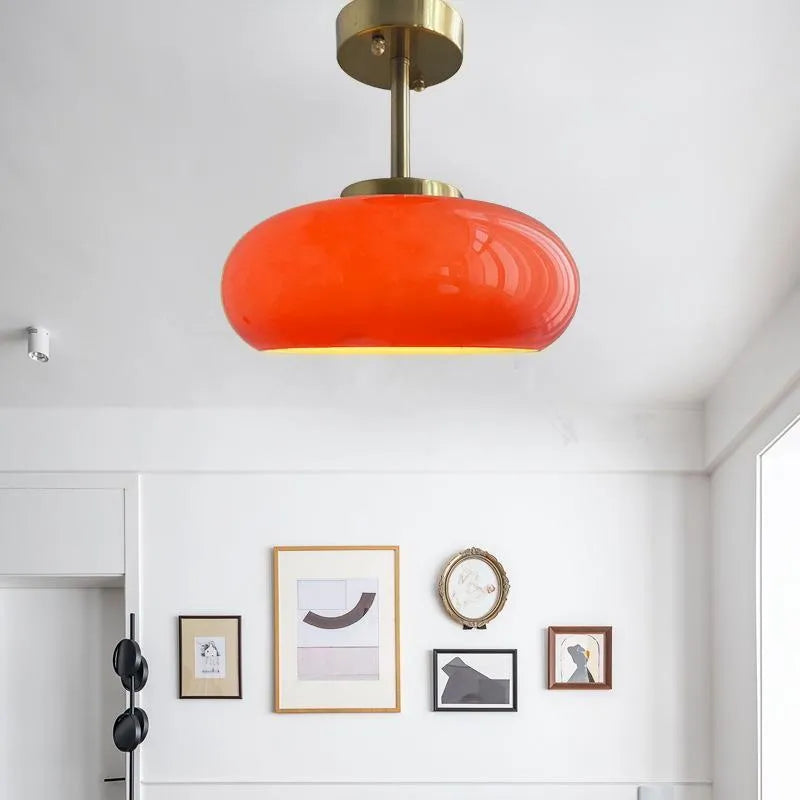 Bauhaus pendant light with three milk white egg tart glass shades for ceiling mounting