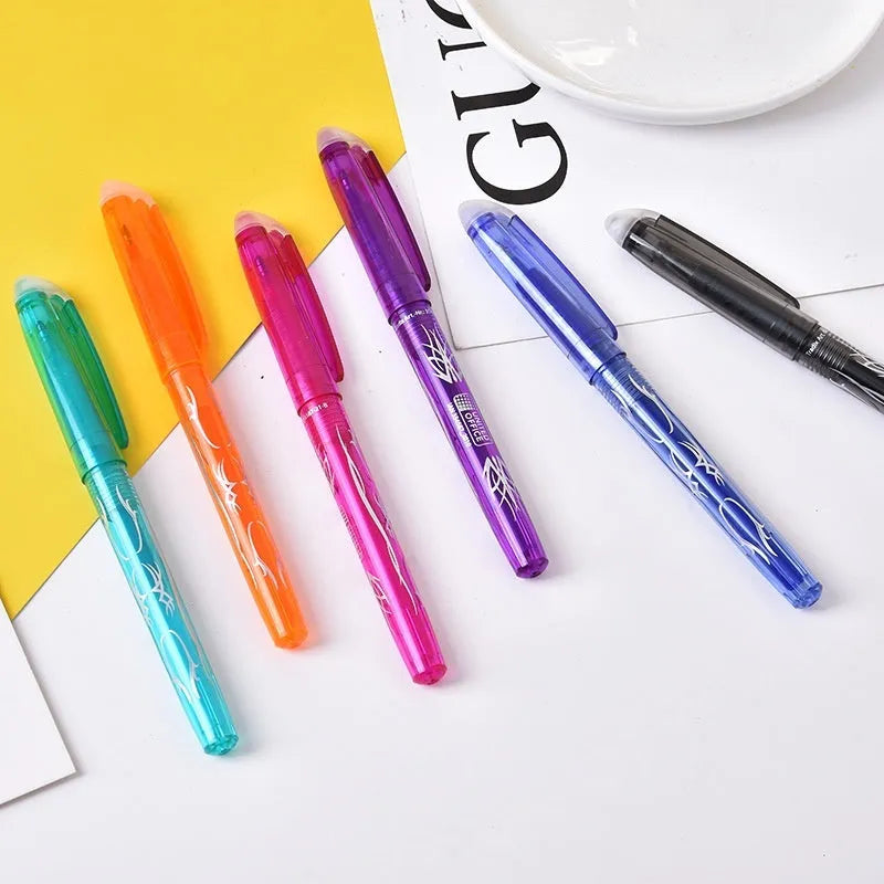 Hot erasable gel pen with plastic shell and stainless steel nib in 0.5mm or 0.7mm tip options