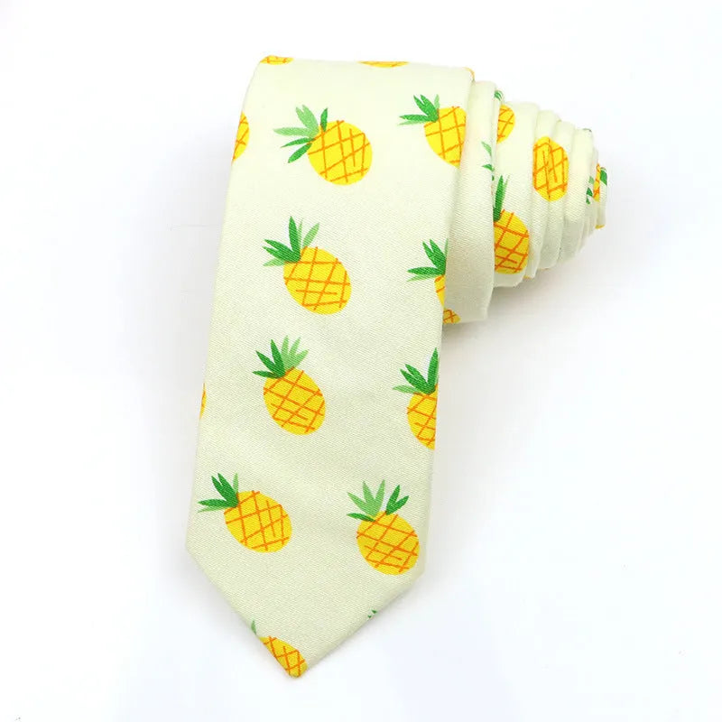 Korean style narrow men's cotton bow tie with a printed cartoon pattern, shown in colour GH21-01.