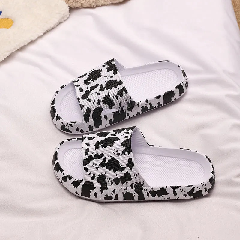 Women's leopard print EVA slippers in Korean fashion style with thick cushioning bottom