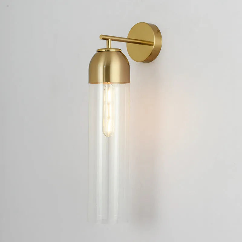 Nordic postmodern minimalist glass wall lamp in choice of five light colours on a plain wall