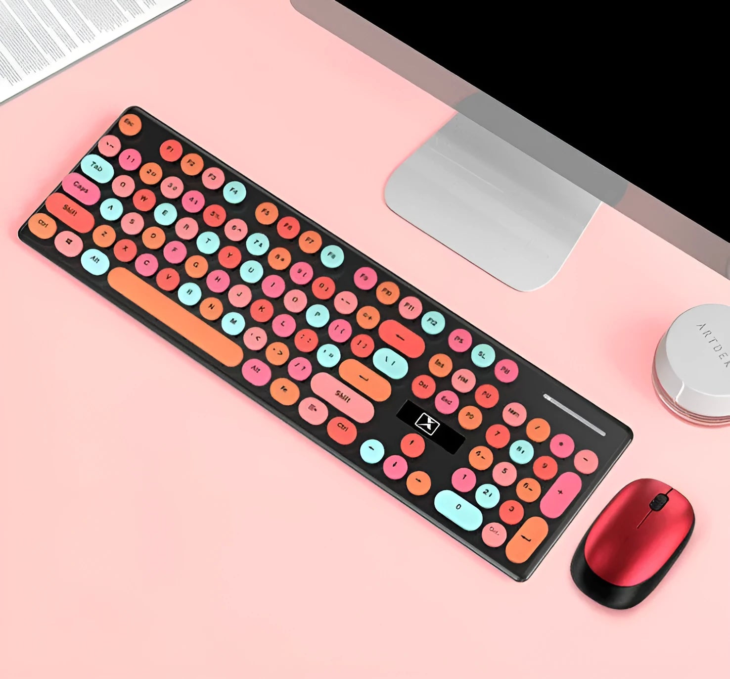 Xinmeng N620 wireless keyboard and mouse set in vibrant yellow with backlit keys
