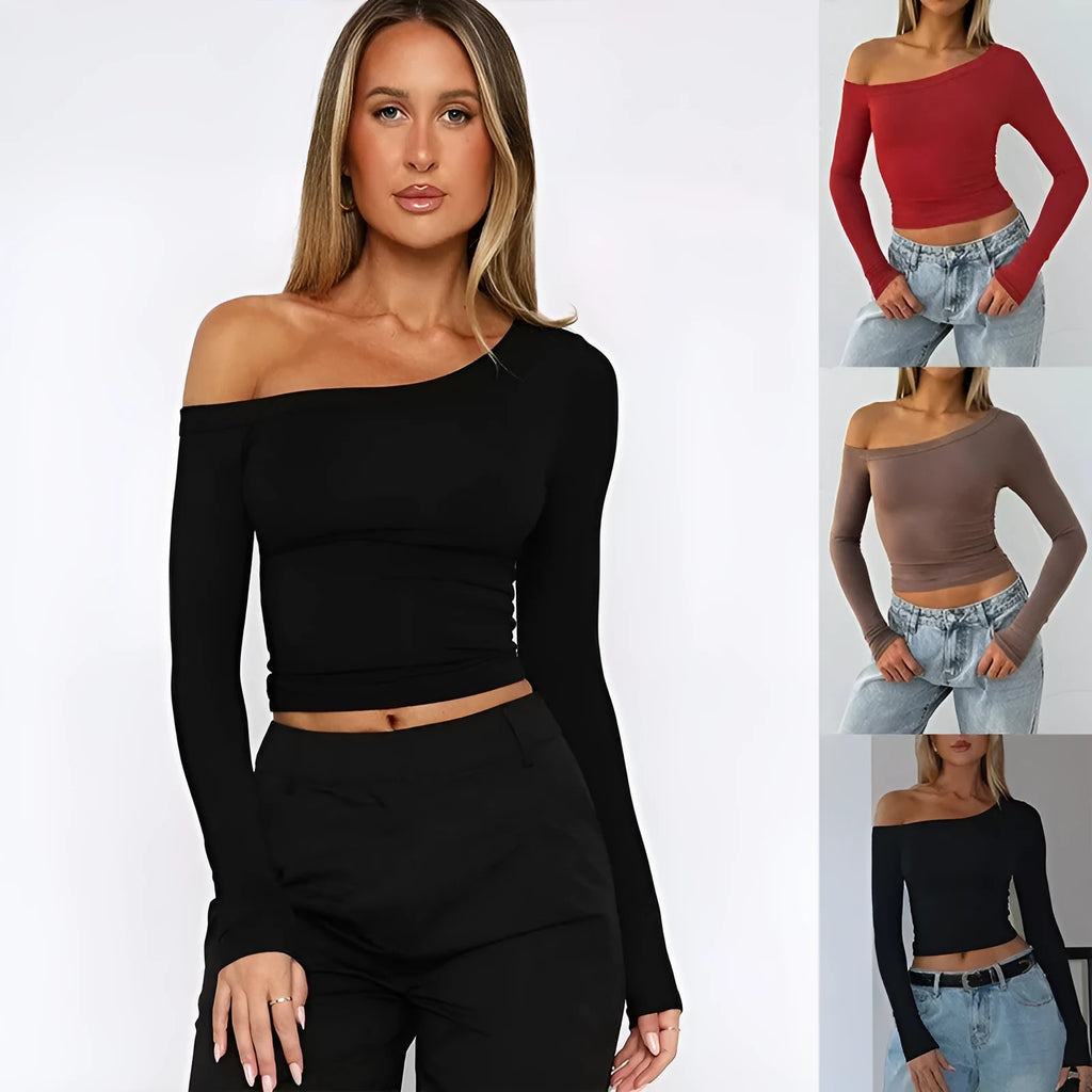 Women's solid colour knitted cardigan with cross shoulder straps and long sleeves.