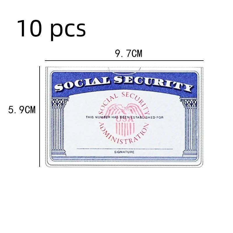 Transparent PVC ID card holder showing social security card protection with waterproof construction