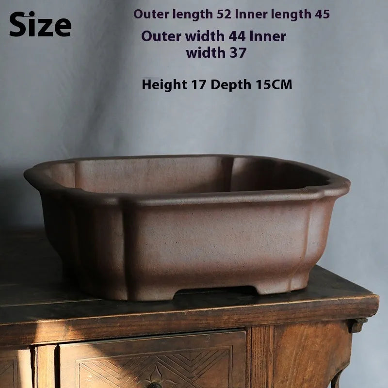 Purple sand rectangular flower pot for floor-standing bonsai display with modern design