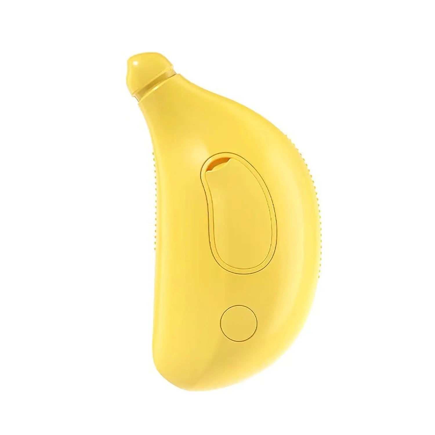 Green rechargeable cat grooming brush with silicone bristles showing round teeth and cat paw shaped ends