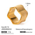 Stainless steel wide surface wave ring with geometric design in Korean style colours