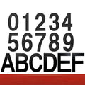 Black stainless steel sticky house number sign with 7.5cm characters and adhesive backing