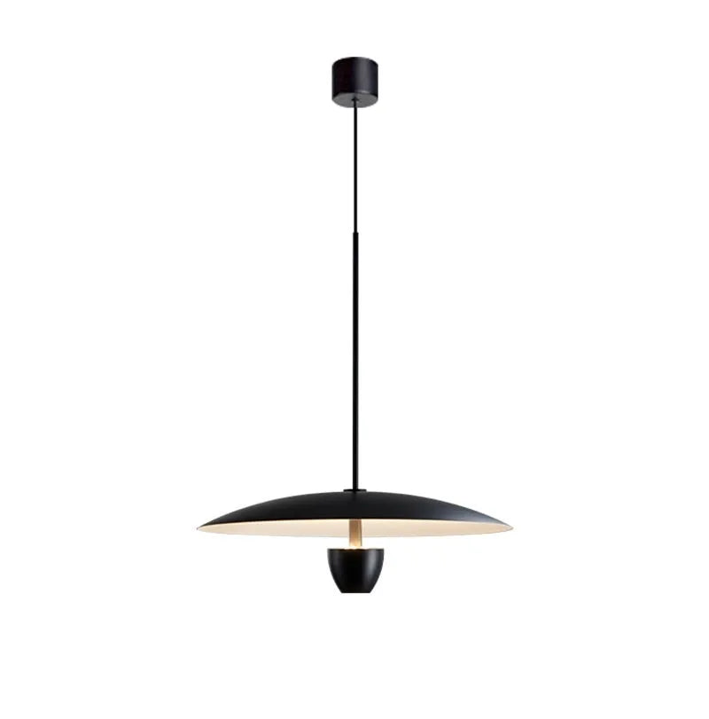 Black modern minimalist chandelier with warm light, 400mm size