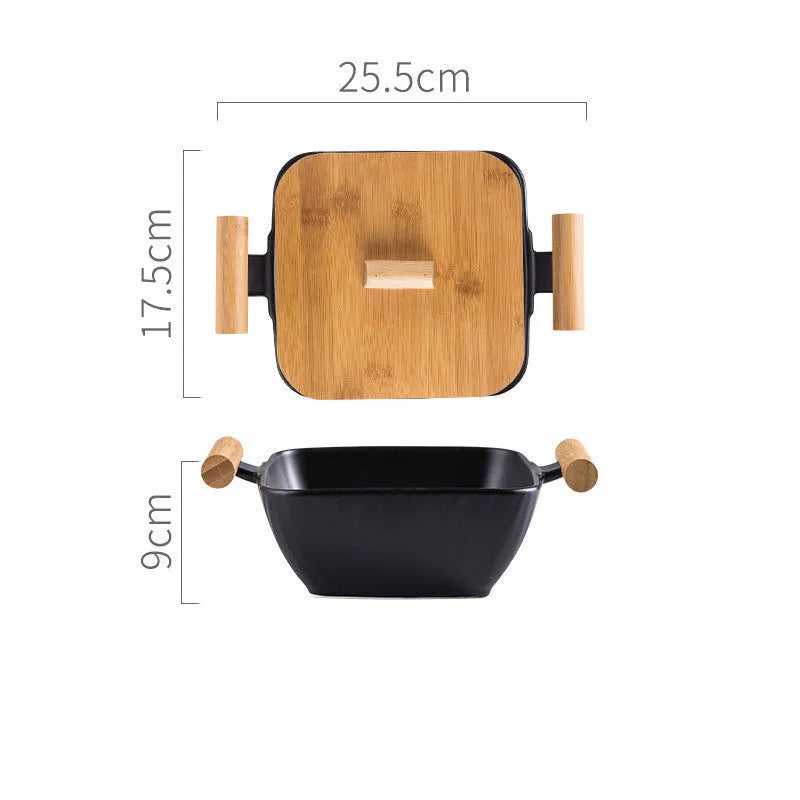 Irregular shaped porcelain ceramic bowl with matching lid available in multiple colours