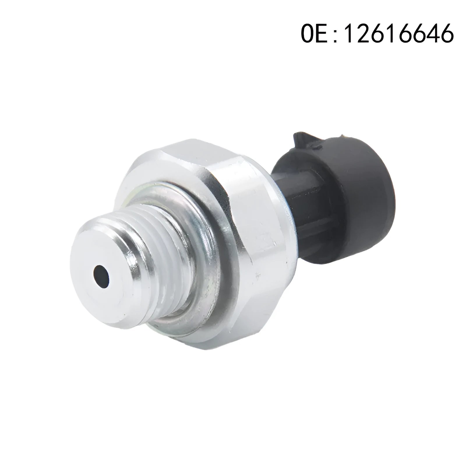 Silver metal GM genuine fuel pressure sensor with part numbers 12616646 12677836 D1846A