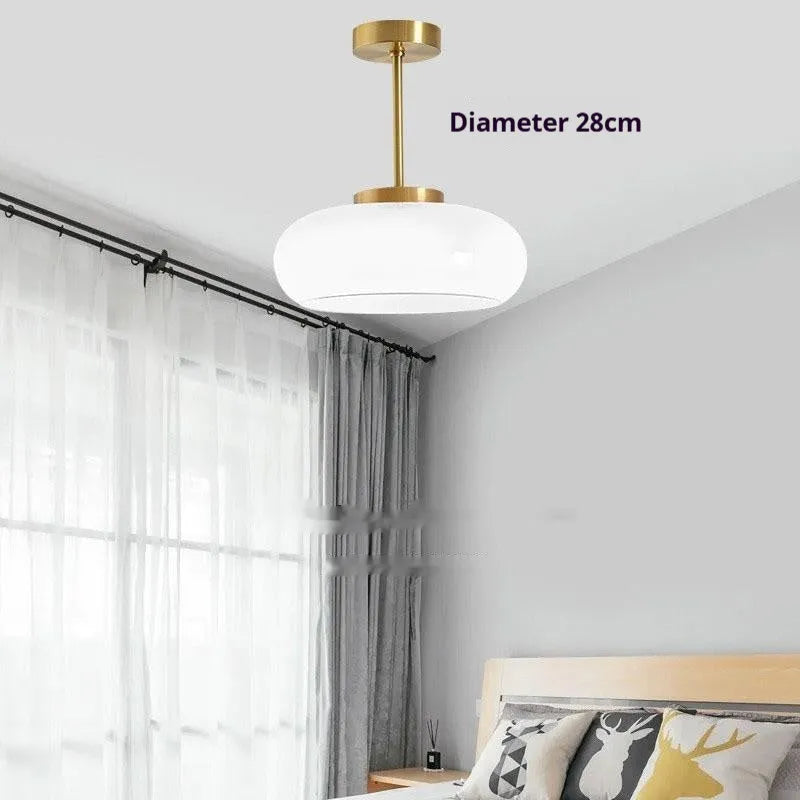 Bauhaus pendant light with three milk white egg tart glass shades for ceiling mounting