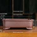Purple sand rectangular bonsai planter with classical design and corner cutting details