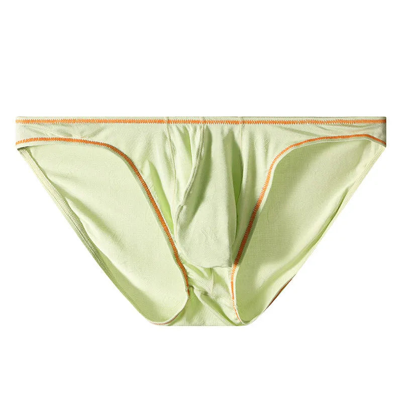 Men's modal ice silk underwear with butt-lift design shown in multiple colours.