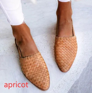 Women's buckle closure baotou flat sandals with pointed toe in multiple colour options