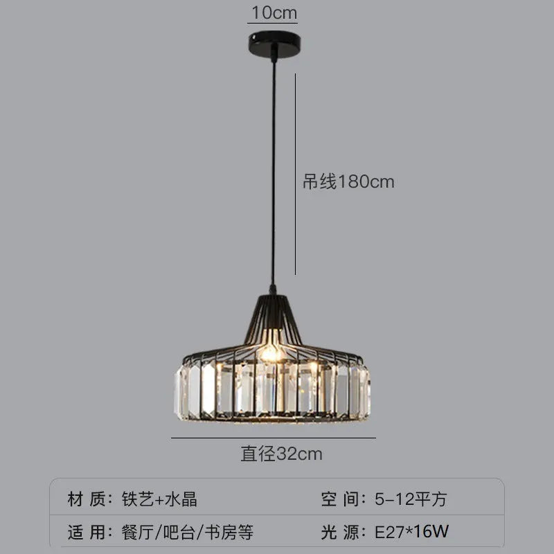 Modern crystal ceiling pendant lamp with LED lighting in gold finish showing crystal decorative elements