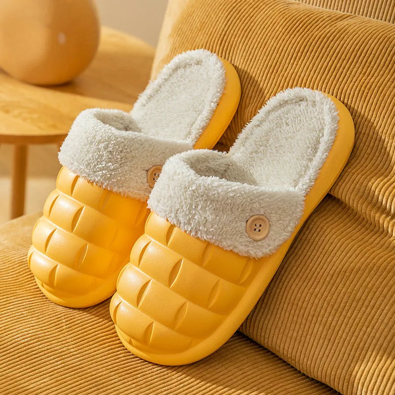 Plaid EVA slippers with detachable plush lining in multiple colours for women