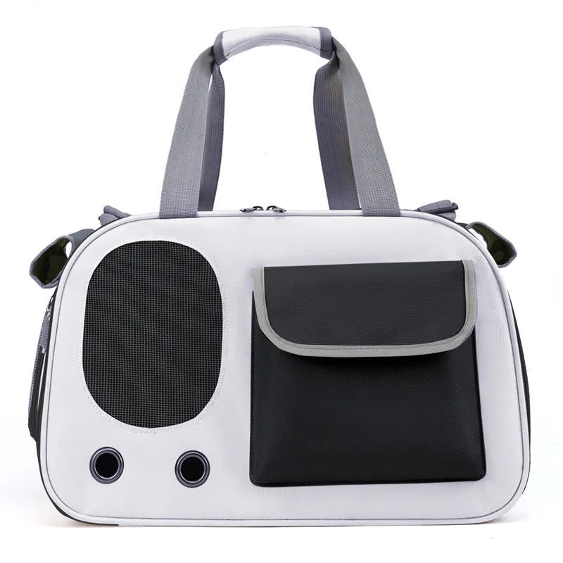Large foldable canvas pet shoulder bag in black, green, or yellow colour options