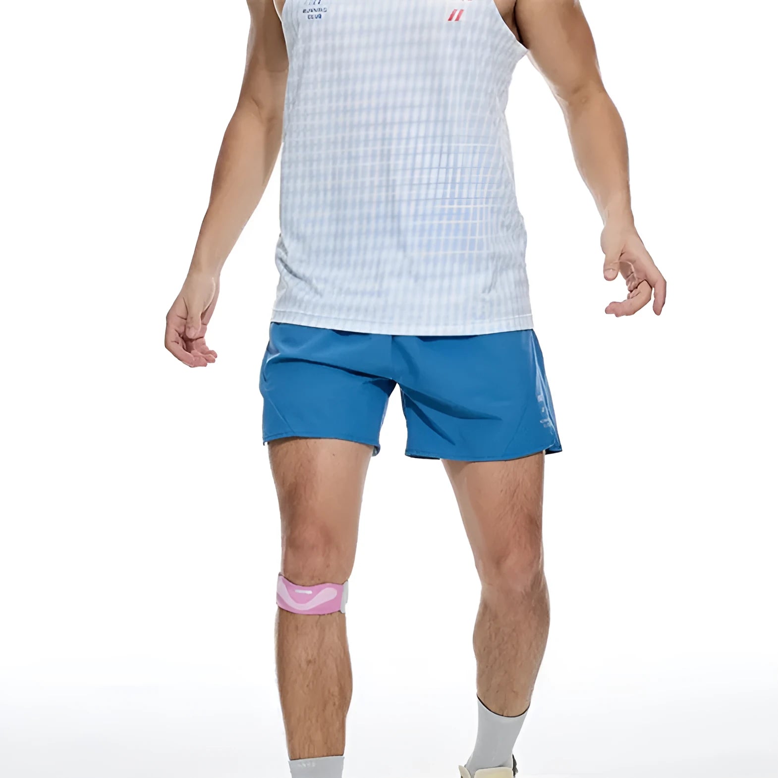 Men's black four-point stretch running shorts with laser punch stitching detail