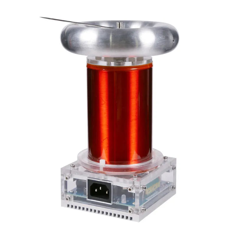 Musical Tesla coil driver board and controller unit with cables for high-voltage plasma arc demonstrations