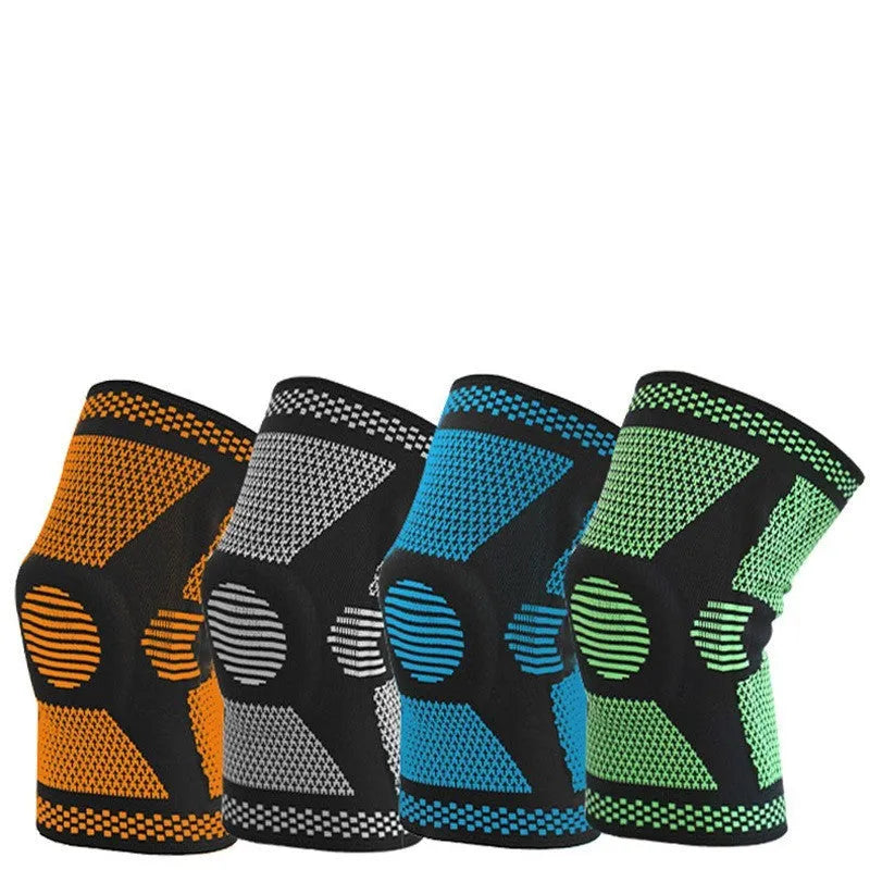 Silicone spring knee pads for sports fitness in blue, green, orange or white colours