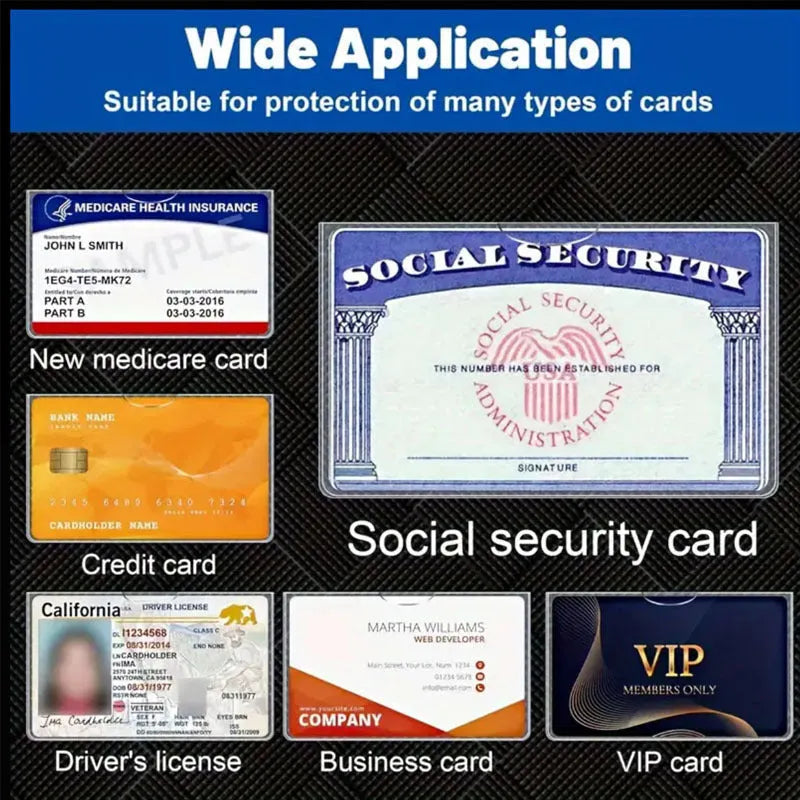 Transparent PVC card holder for social security cards and student IDs