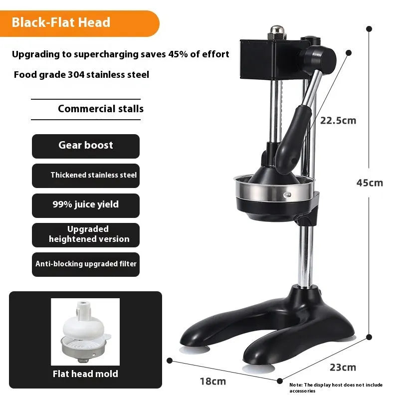 Vertical stainless steel manual juicer with multiple tip and colour options