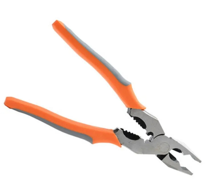 Orange-handled 9-inch multi-function wire cutter pliers with chrome steel clamp head
