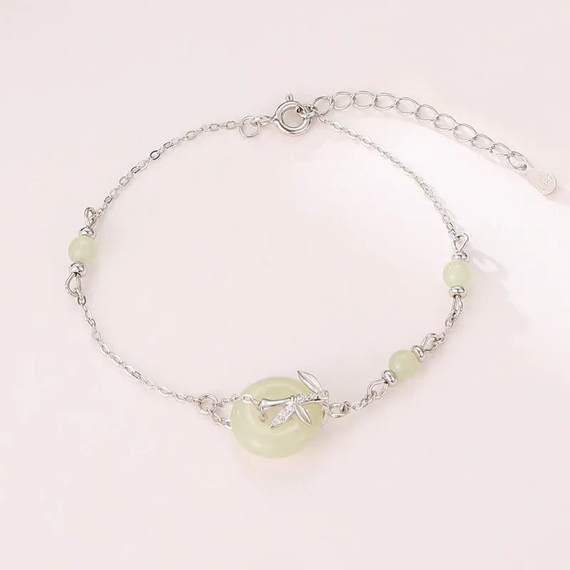 Women's antique style 925 silver bracelet with peace buckle design in gold or silver finish