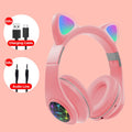 Cat ear wireless sports Bluetooth headset in various colours showing head-mounted design and earpieces