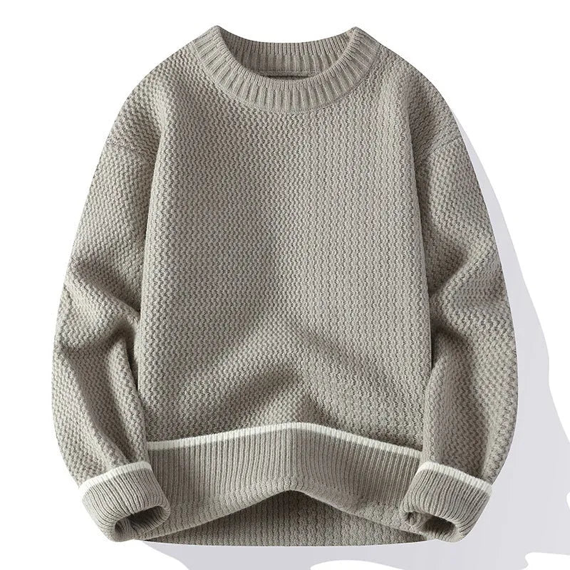 Men's loose fit round neck casual sweater in chemical fibre blend fabric available in multiple colours