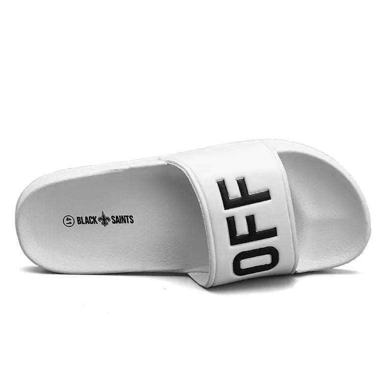Personalised large-size men's open-toe slippers with rubber soles in black and white