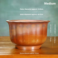 Large indoor ceramic flower pot with wood burning antique carved finish and purple sand material