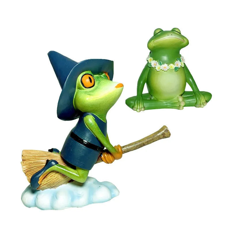 RDW123 coloured Magic Yoga Frog plastic and resin ornament on a display surface.