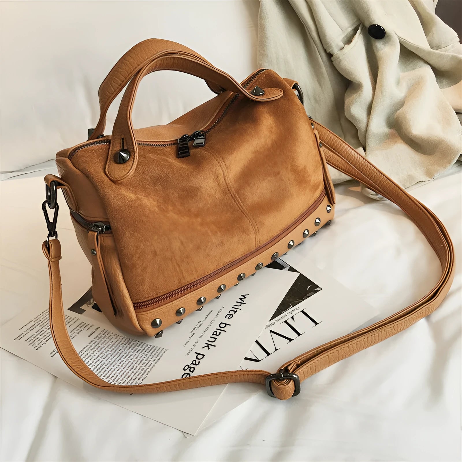 Soft PU leather casual tote shoulder bag for women in black colour variant showing large capacity