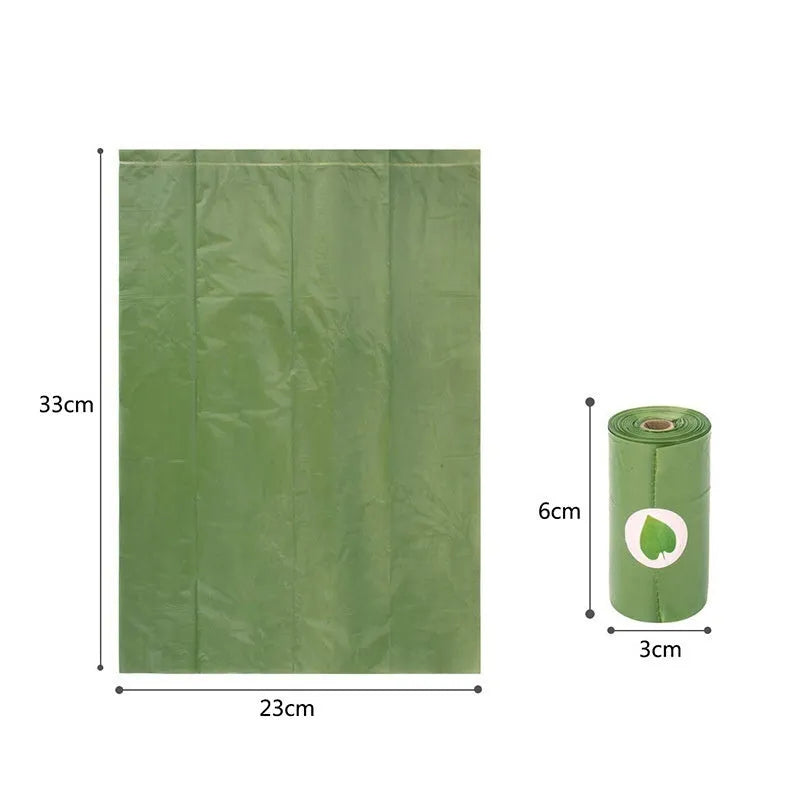 EPI degradable pet waste bag roll and dispenser in green colour