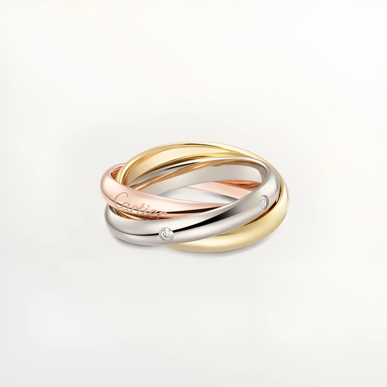A silver couple ring with a U-shaped geometric design, shown in a choice of full diamond, half diamond, or no diamond settings.