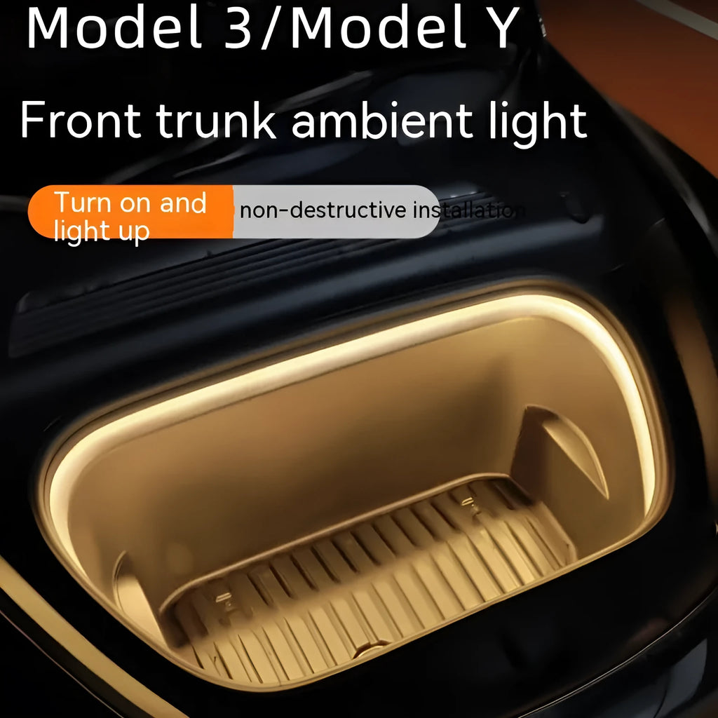 Tesla Model 3 and Y front centre console soft silicone ambience light in ice blue, pure white, and warm white options.
