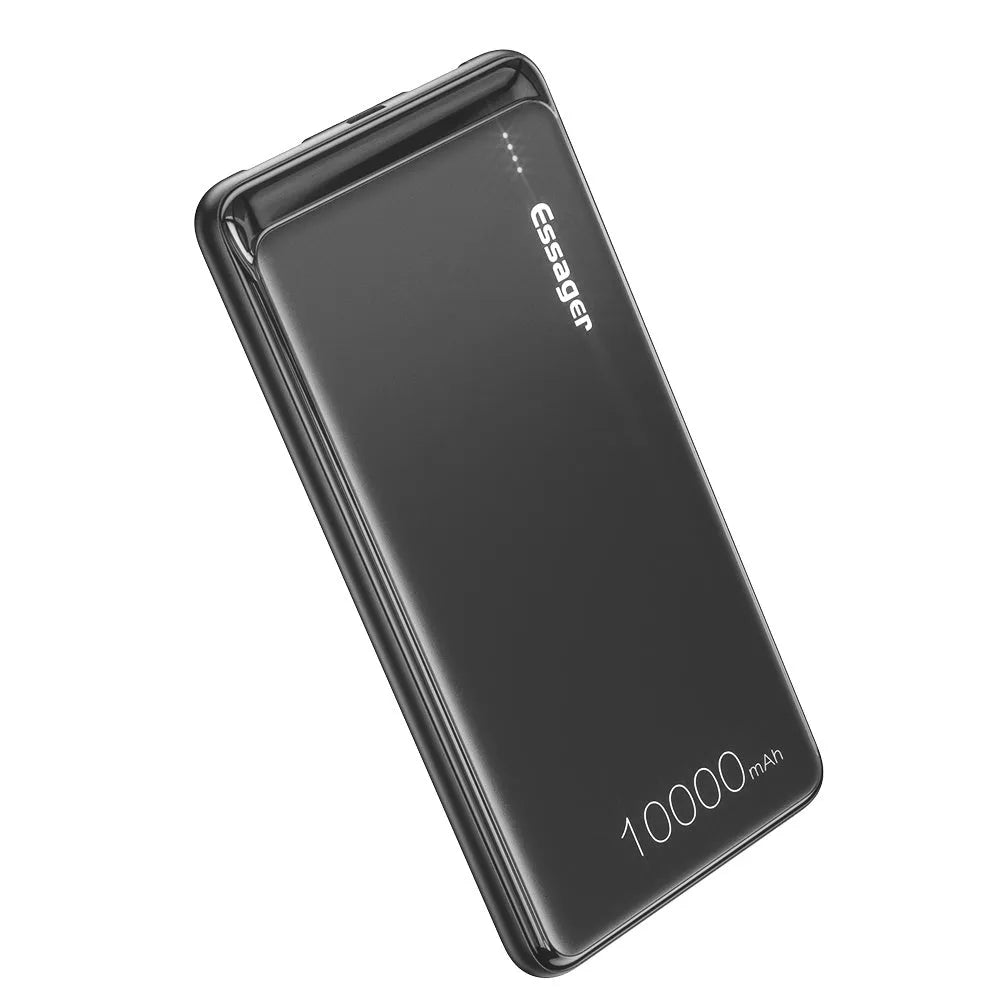 Essager Small Jane black and white 10000mAh portable power bank with two USB ports
