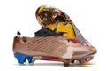 Men's low-top football shoes with knitted upper, lace-up front, and rubber sole with FG studs.