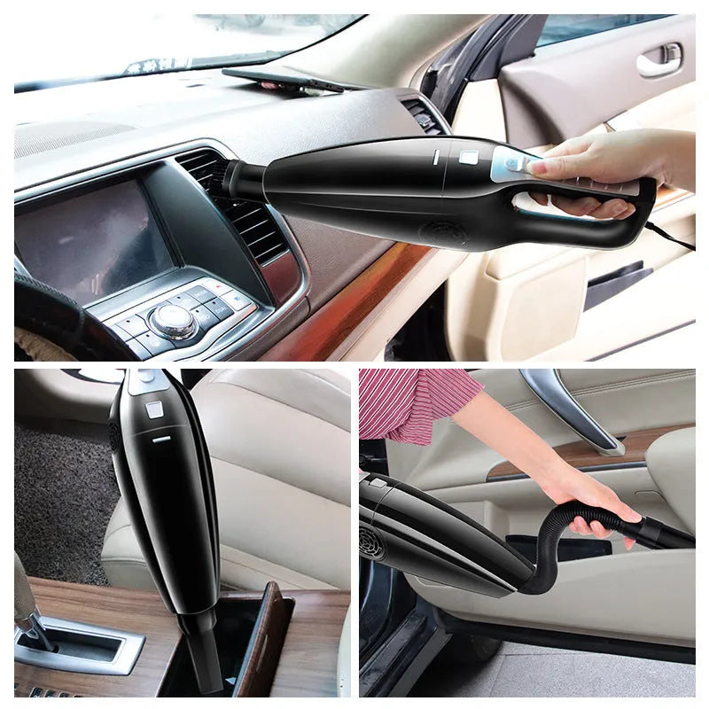Black and orange high power car vacuum cleaner with cigarette lighter power cable
