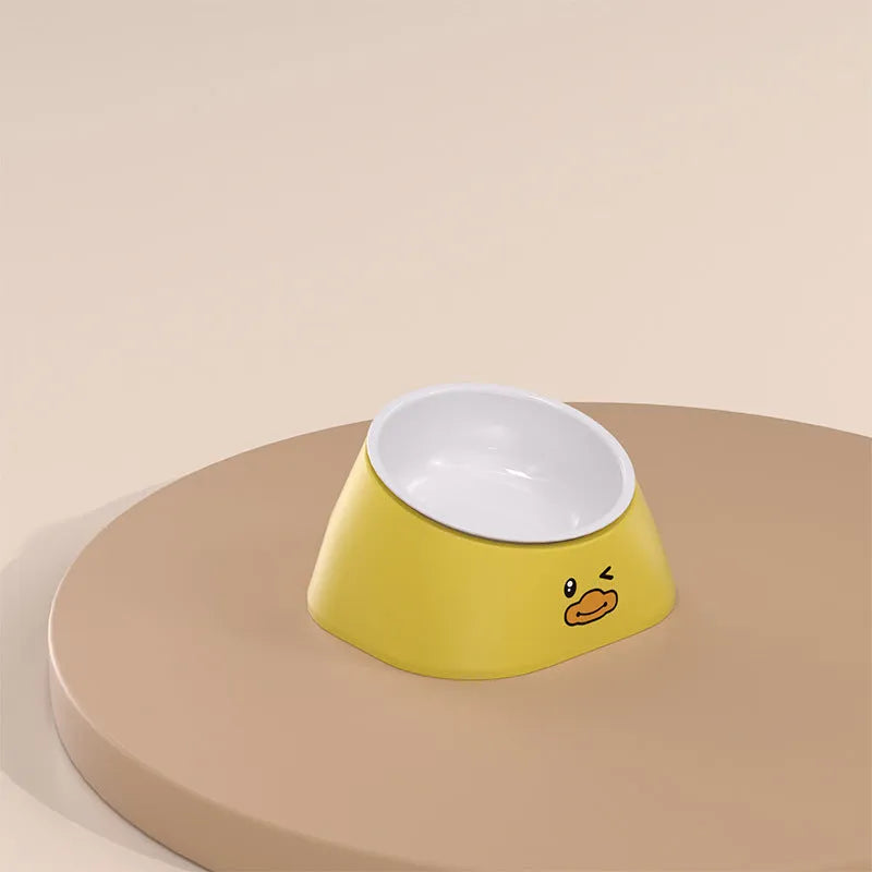 15-degree tilted cervical spine protection cat bowl in stainless steel and PP plastic with fall-resistant design